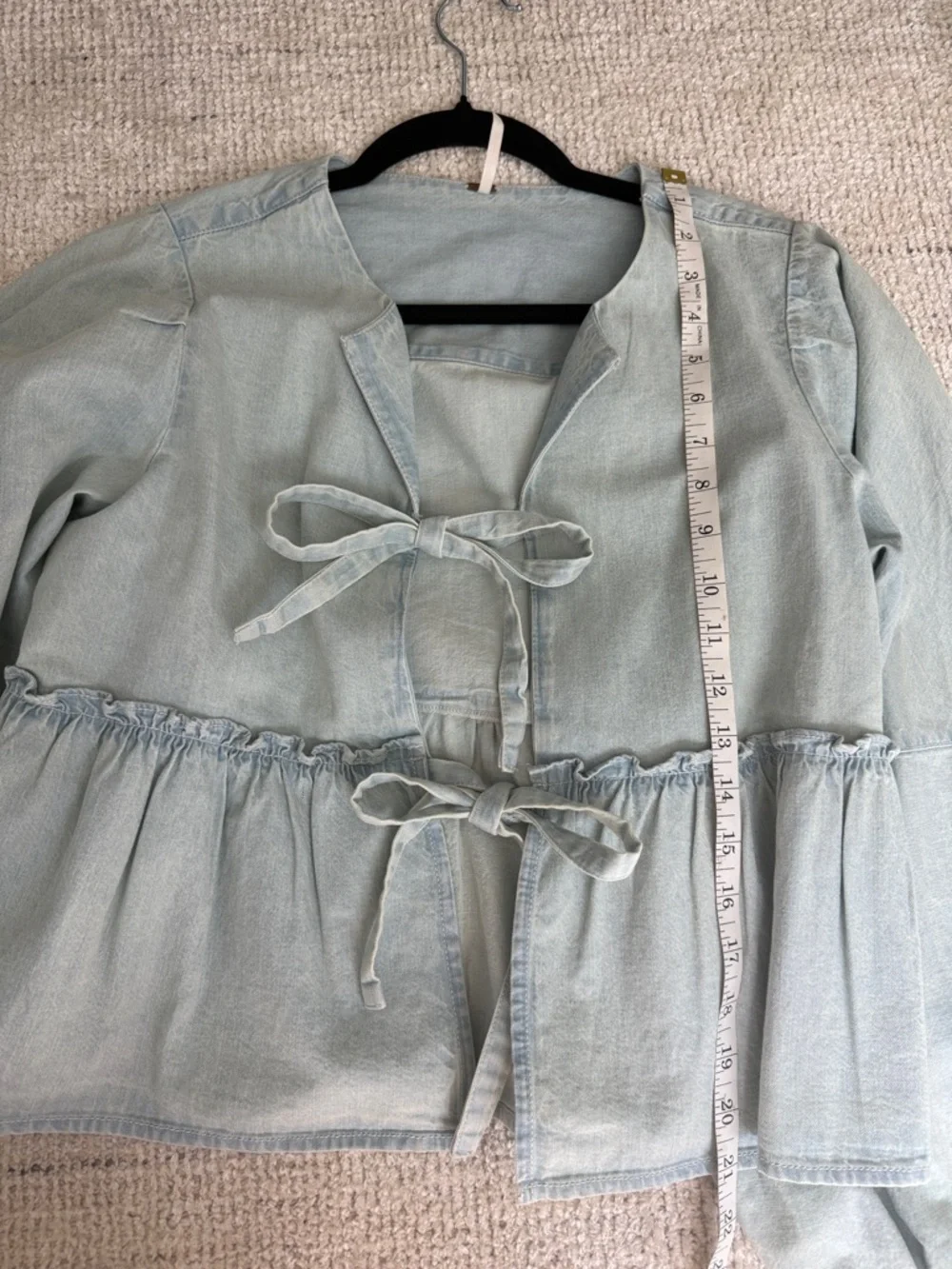 Free People Light Wash Denim Tie-Front Jacket - Picture 3 of 3